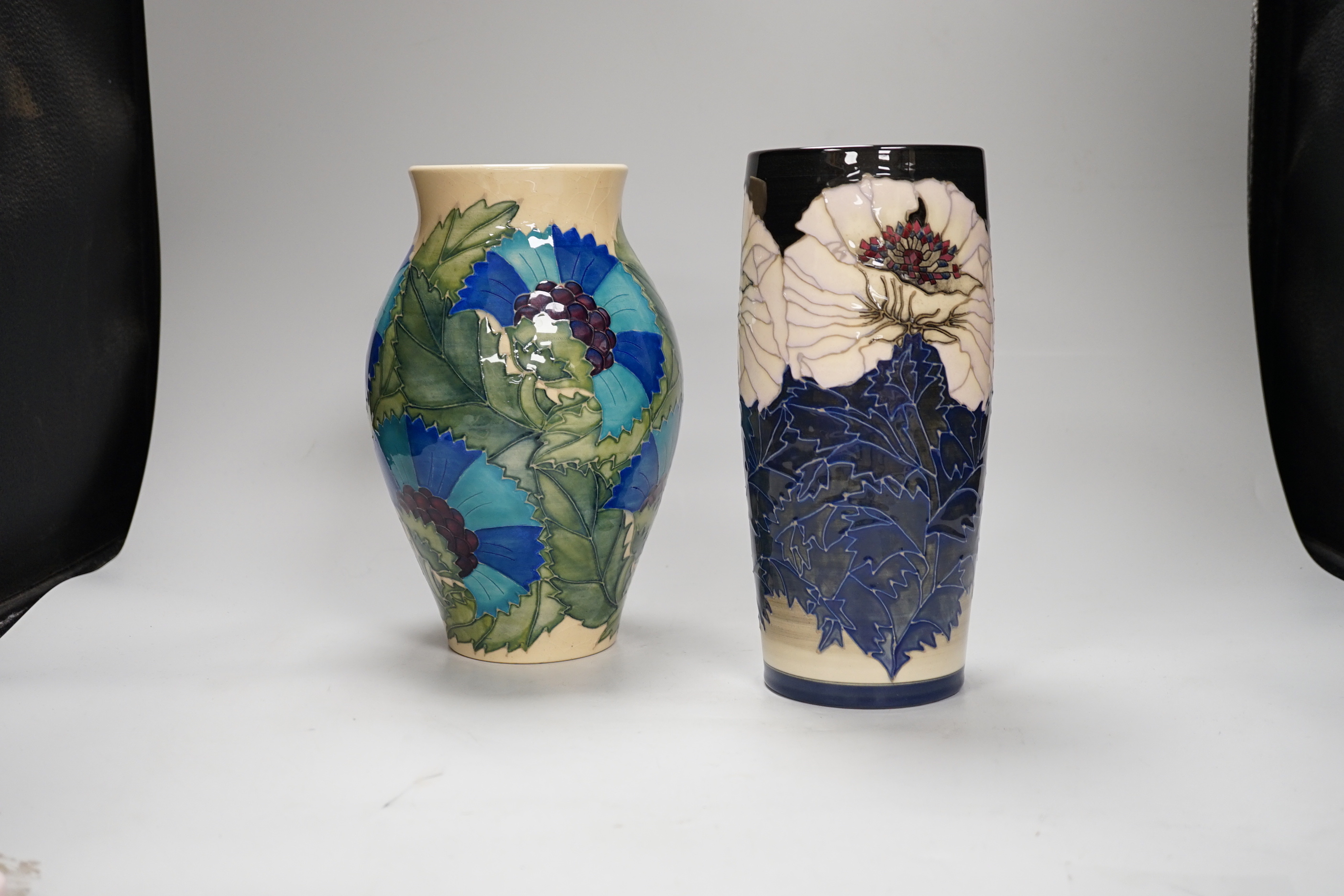 BBB’ a Dennis China Works limited edition vase designed by Sally Tuffin after a design by William De Morgan, 1996, no.4 dated 96, together with another Dennis China Works vase. 25cm
